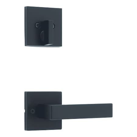 Kwikset Single Cylinder Interior Singapore Lever Trim with Square Rose Matte Black Finish 971SALSQT-514